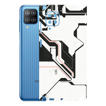 Samsung M/F/Note/Flip and C Phone Skins (All Models) - White Techy Logo - 3D Embossed Finish (L-312) Samsung Galaxy F12