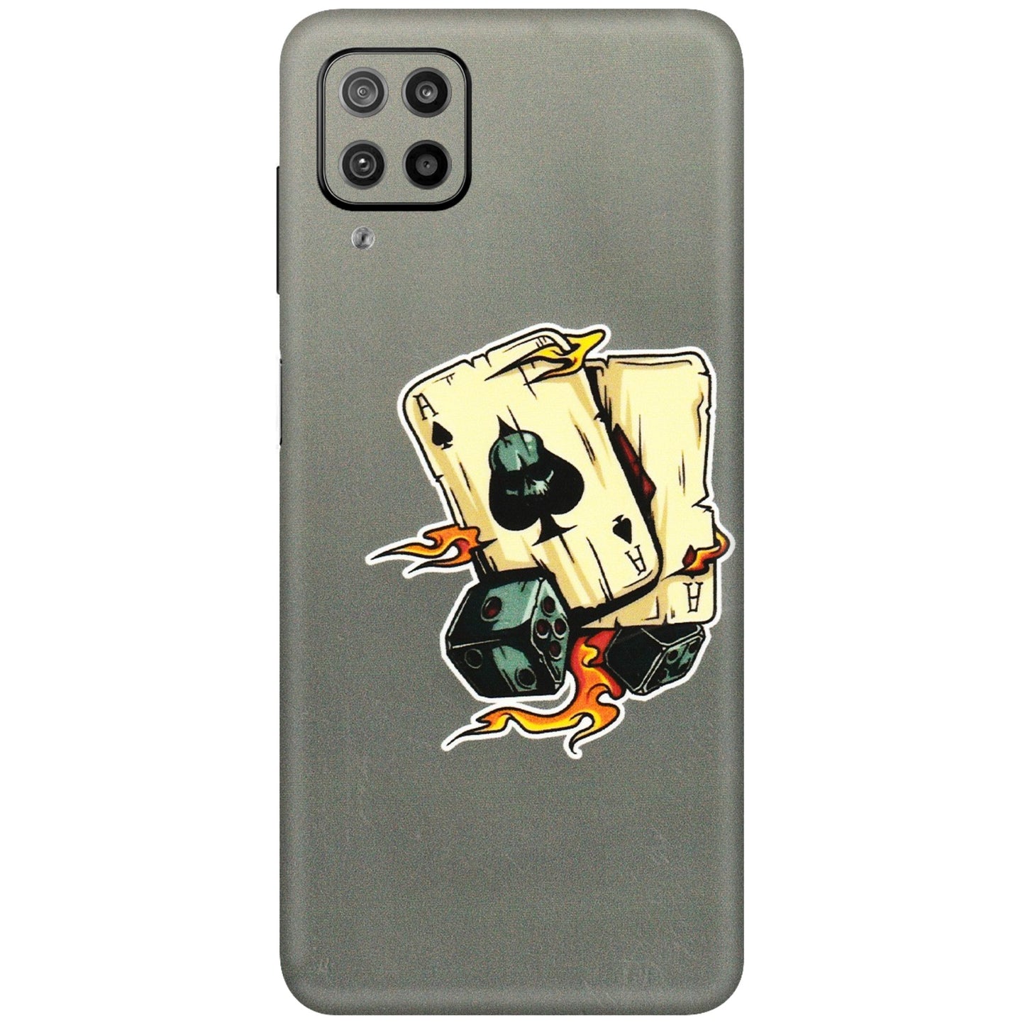 Samsung M/F/Note/Flip and C Phone Skins (All Models) - Grey Cards Of Ace - 3D Embossed Finish (L-77) Samsung Galaxy F12