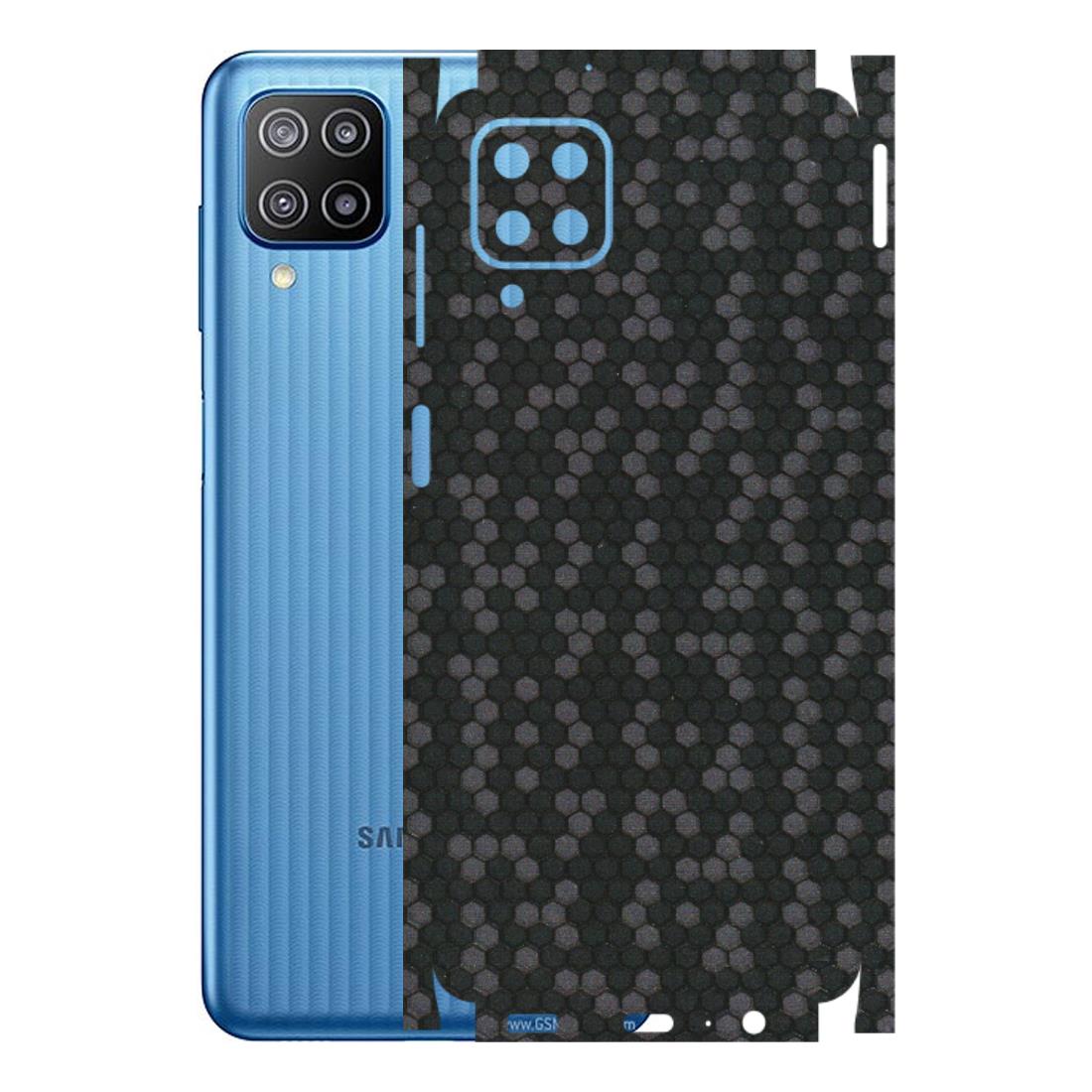 Samsung M/F/Note/Flip and C Phone Skins (All Models) - Black Grey Honeycomb Sober - 3D Embossed Finish (L-85) Samsung Galaxy F12