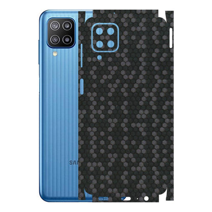 Samsung M/F/Note/Flip and C Phone Skins (All Models) - Black Grey Honeycomb Sober - 3D Embossed Finish (L-85) Samsung Galaxy F12
