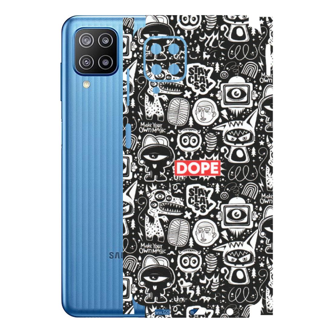 Samsung M/F/Note/Flip and C Phone Skins (All Models) - Dope Stay Classy Black Doodles - Matte Finish (M-126) Samsung Galaxy F12