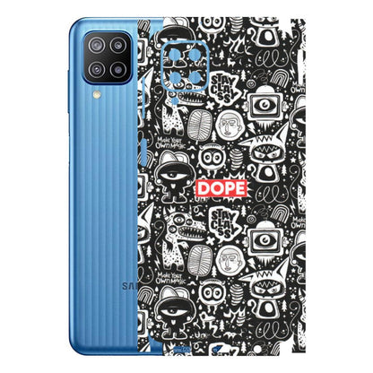 Samsung M/F/Note/Flip and C Phone Skins (All Models) - Dope Stay Classy Black Doodles - Matte Finish (M-126) Samsung Galaxy F12