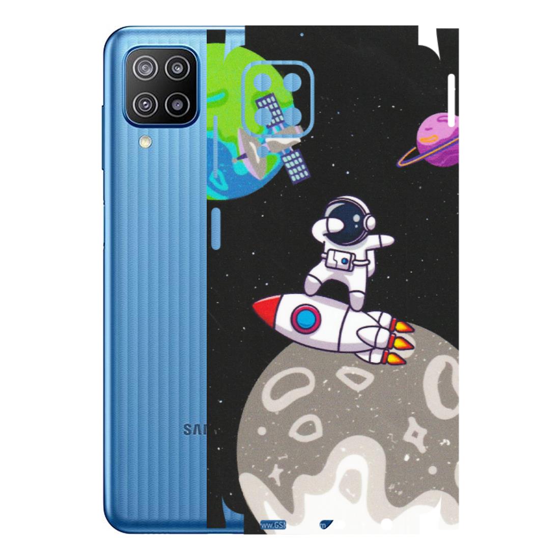 Samsung M/F/Note/Flip and C Phone Skins (All Models) - Astronaut Vibing Toon Running - Matte Finish (M-39) Samsung Galaxy F12