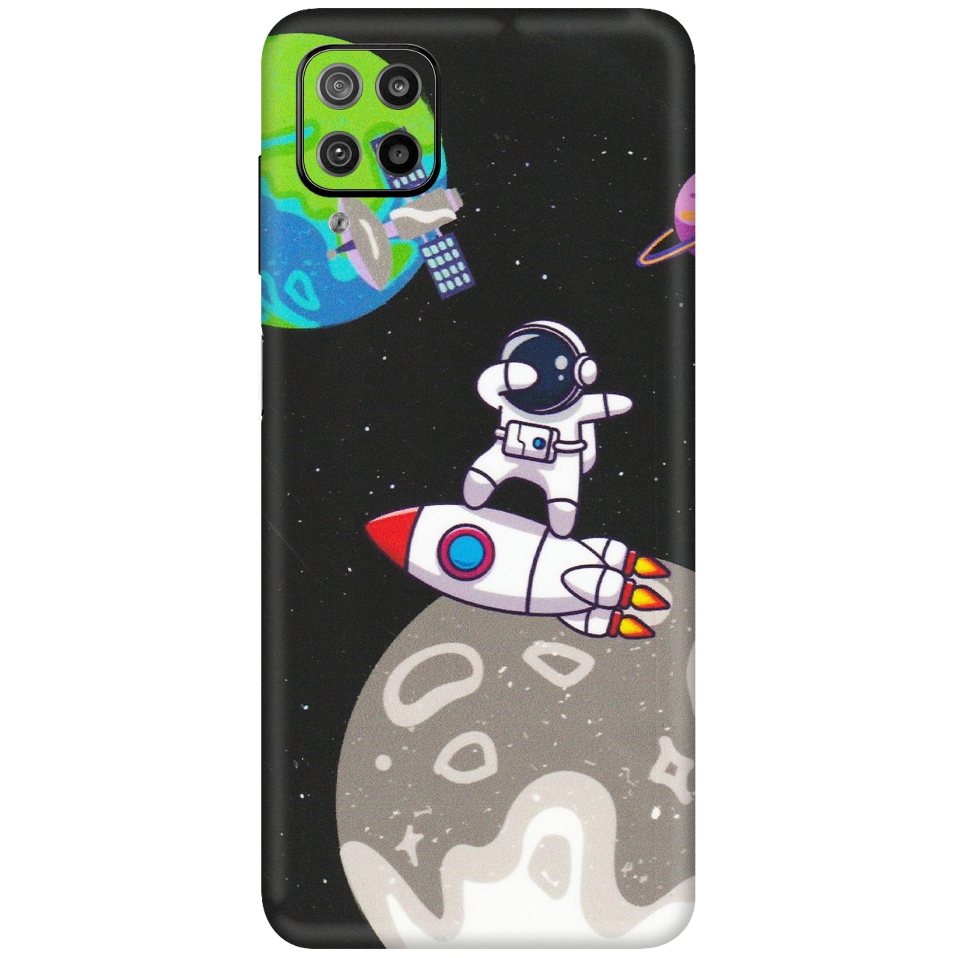 Samsung M/F/Note/Flip and C Phone Skins (All Models) - Astronaut Vibing Toon Running - Matte Finish (M-39) Samsung Galaxy F12