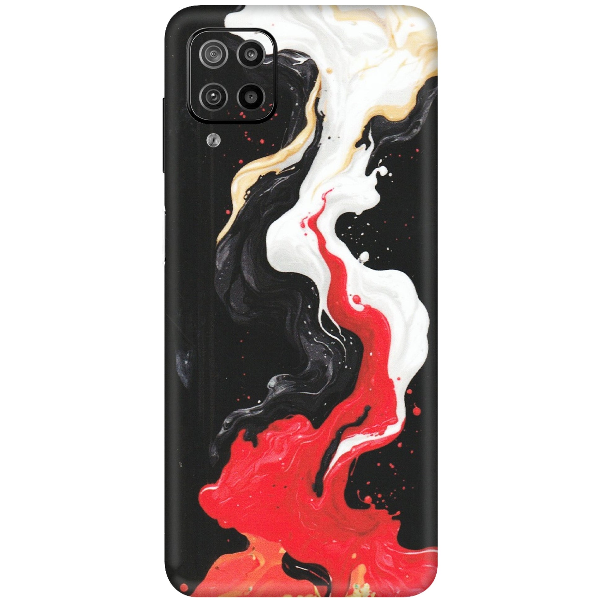 Samsung M/F/Note/Flip and C Phone Skins (All Models) - Black Red White Paint Splash Fusion - Matte Finish (M-56) Samsung Galaxy F12