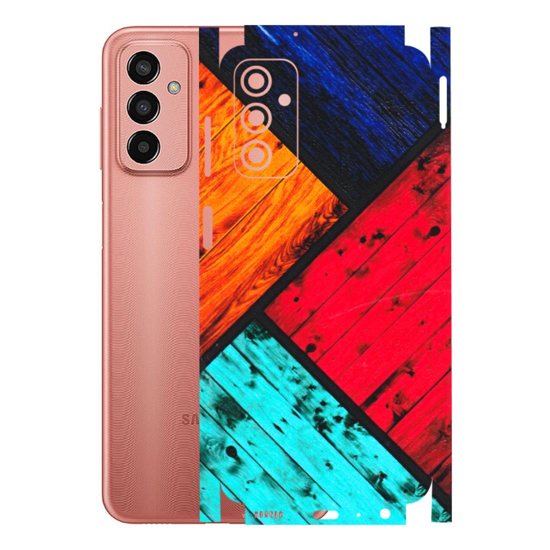Samsung M/F/Note/Flip and C Phone Skins (All Models) - Colourful Wood Panels Abstract - 3D Embossed Finish (L-09) Samsung Galaxy F13