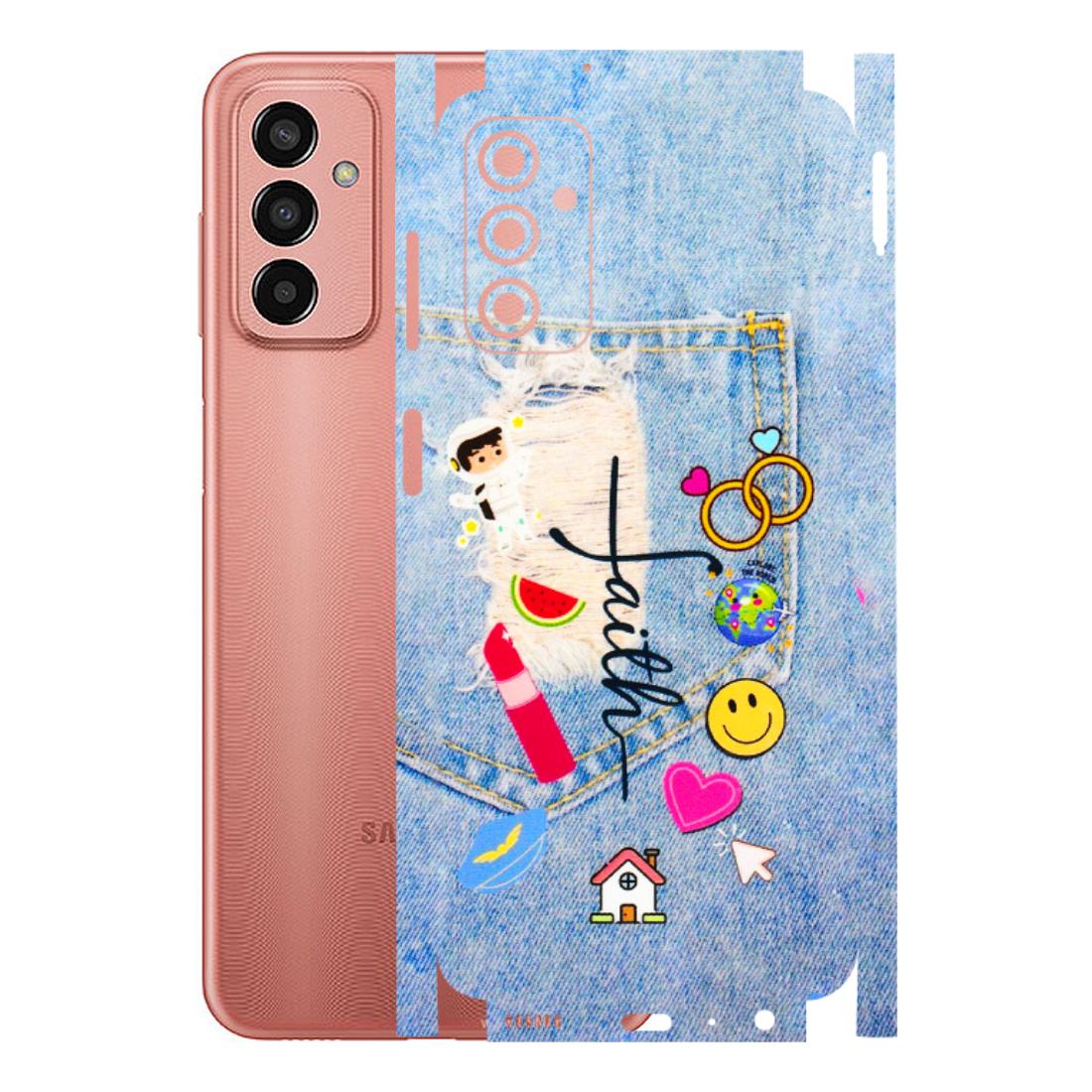 Samsung M/F/Note/Flip and C Phone Skins (All Models) - Denim Jeans Pocket - 3D Embossed Finish (L-134) Samsung Galaxy F13