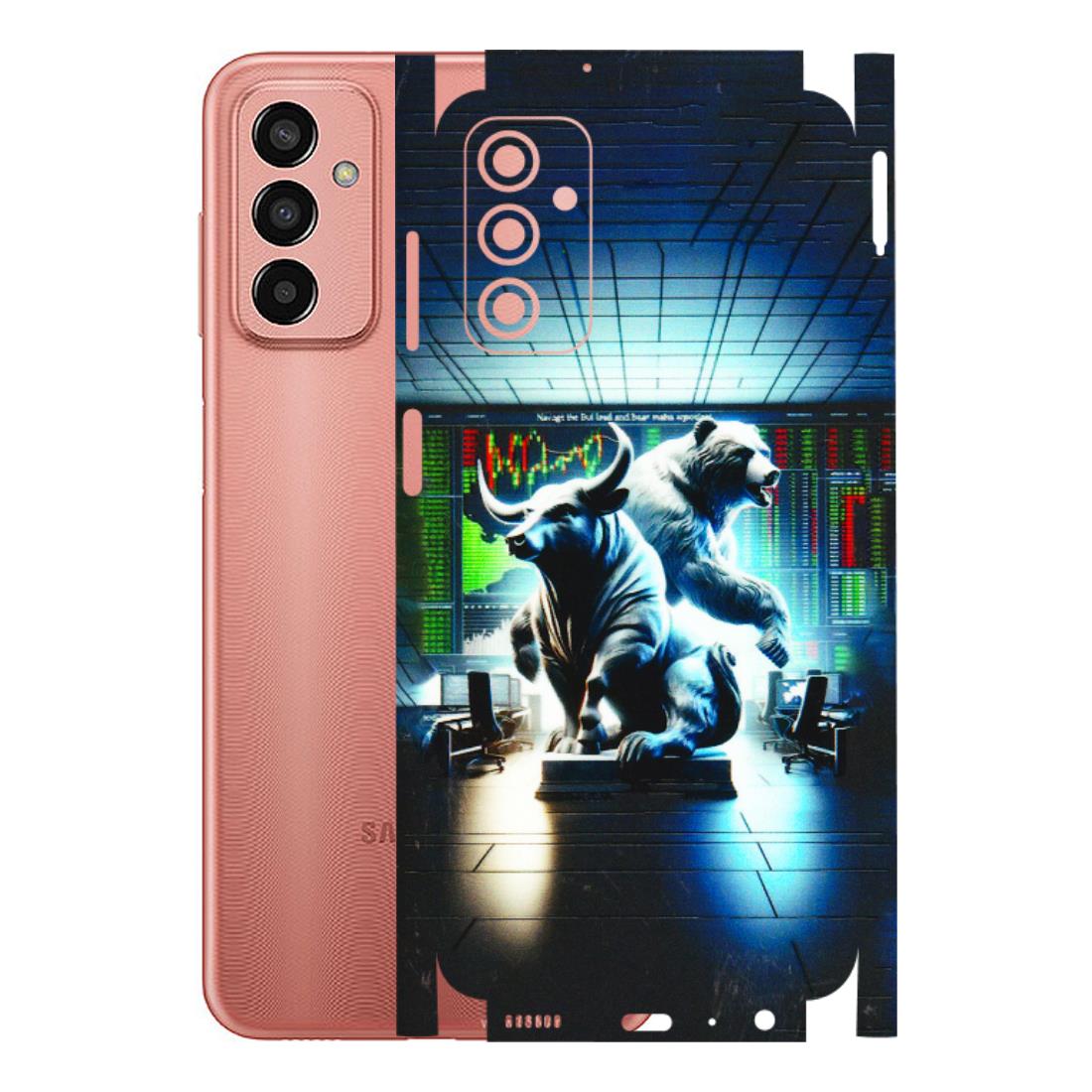 Samsung M/F/Note/Flip and C Phone Skins (All Models) - Stock Market Sensex Bear vs Bulls - 3D Embossed Finish (L-15) Samsung Galaxy F13