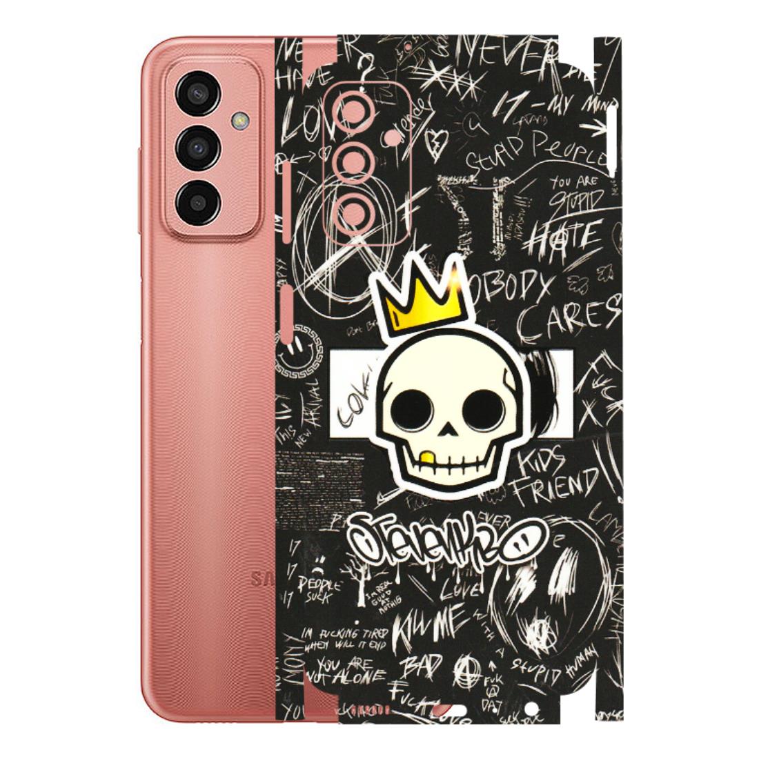 Samsung M/F/Note/Flip and C Phone Skins (All Models) - Funny Skull Black Chalk Grafitti - 3D Embossed Finish (L-22) Samsung Galaxy F13