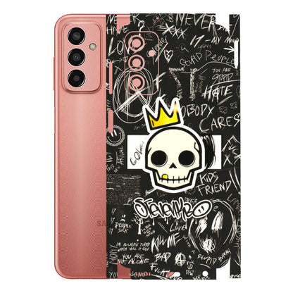 Samsung M/F/Note/Flip and C Phone Skins (All Models) - Funny Skull Black Chalk Grafitti - 3D Embossed Finish (L-22) Samsung Galaxy F13