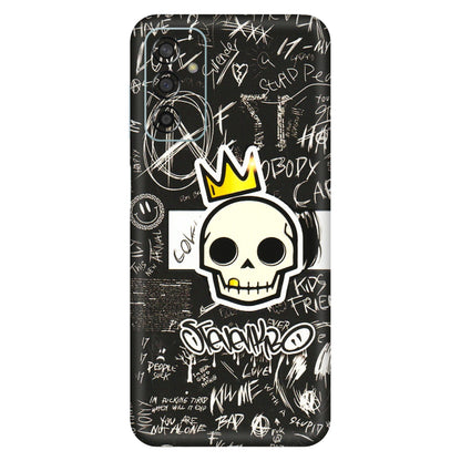 Samsung M/F/Note/Flip and C Phone Skins (All Models) - Funny Skull Black Chalk Grafitti - 3D Embossed Finish (L-22) Samsung Galaxy F13