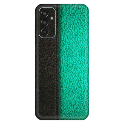 Samsung M/F/Note/Flip and C Phone Skins (All Models) - Black Green Dual Leather Stich - 3D Embossed Finish (L-233) Samsung Galaxy F13