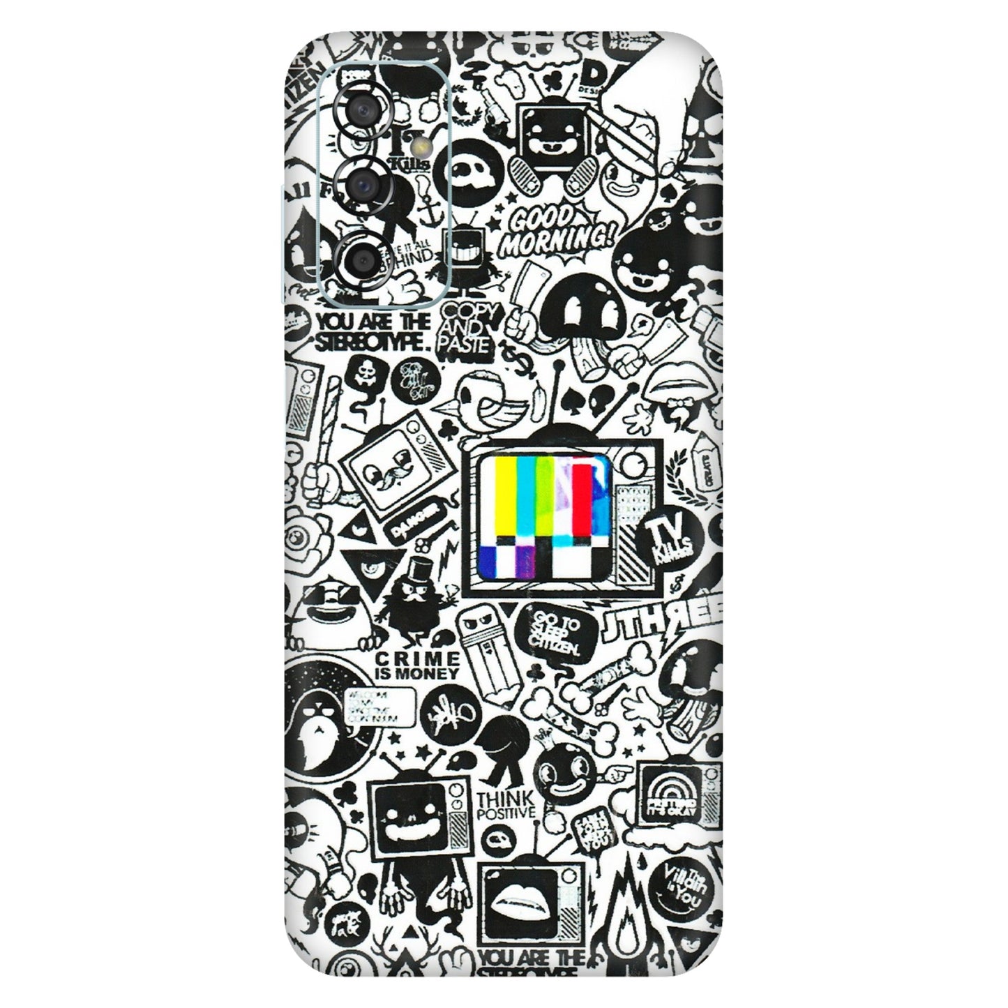 Samsung M/F/Note/Flip and C Phone Skins (All Models) - Doodles Positive Art - 3D Embossed Finish (L-263) Samsung Galaxy F13