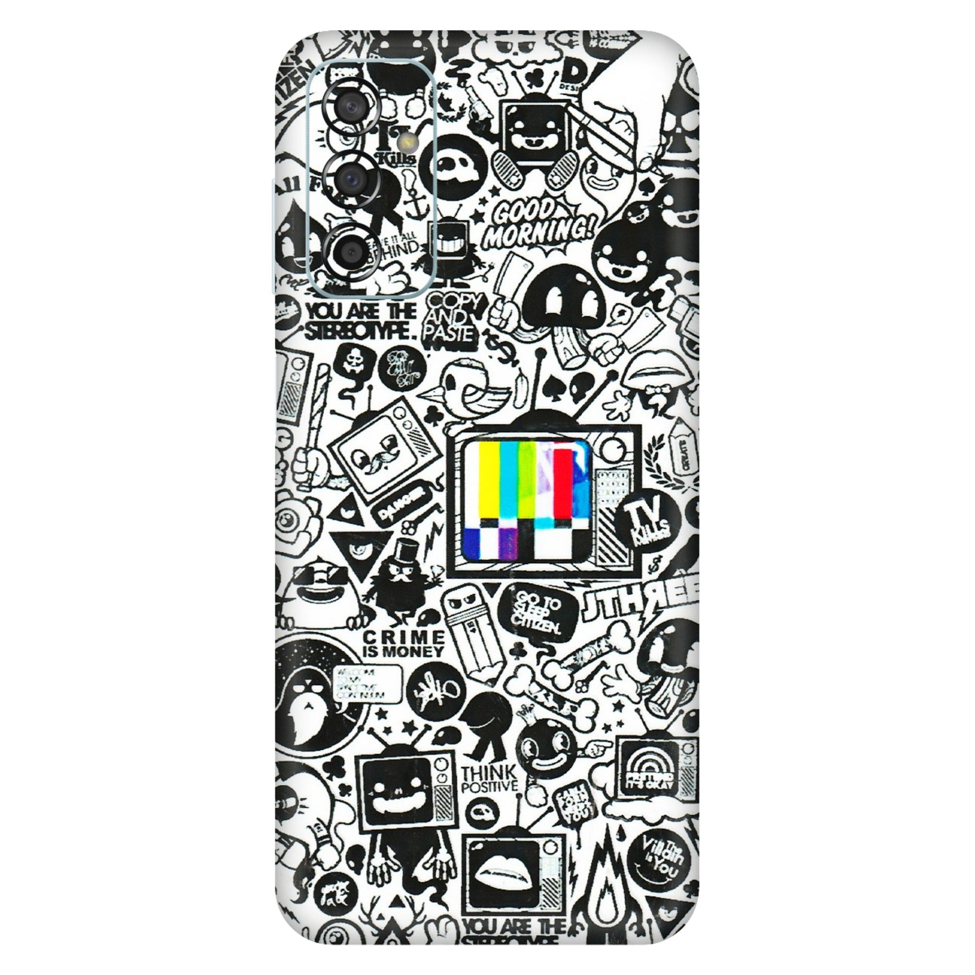 Samsung M/F/Note/Flip and C Phone Skins (All Models) - Doodles Positive Art - 3D Embossed Finish (L-263) Samsung Galaxy F13