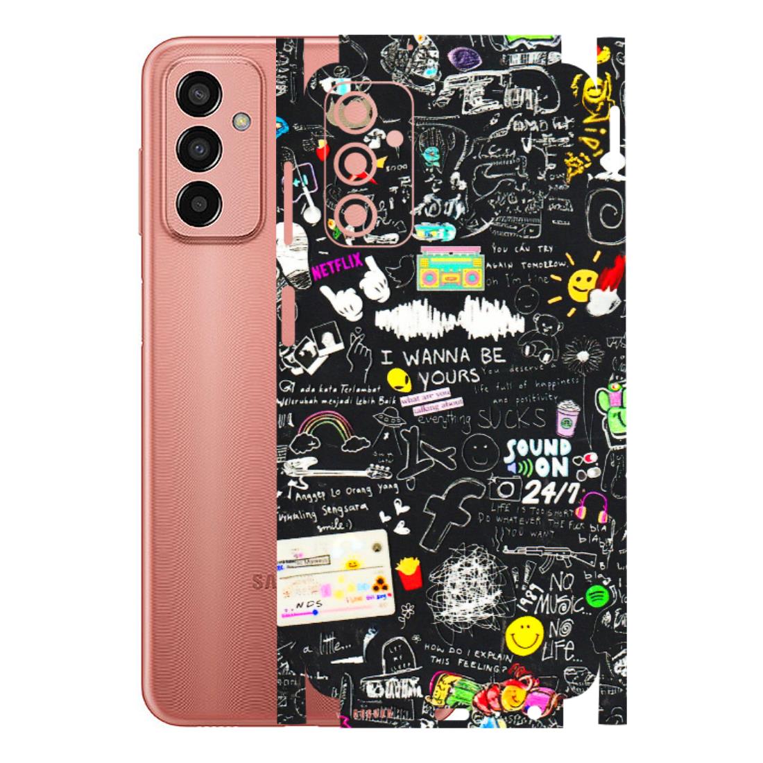 Samsung M/F/Note/Flip and C Phone Skins (All Models) - Black Creatives Doodles - 3D Embossed Finish (L-311) Samsung Galaxy F13