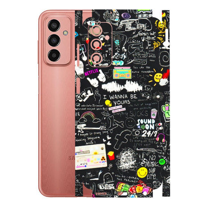 Samsung M/F/Note/Flip and C Phone Skins (All Models) - Black Creatives Doodles - 3D Embossed Finish (L-311) Samsung Galaxy F13