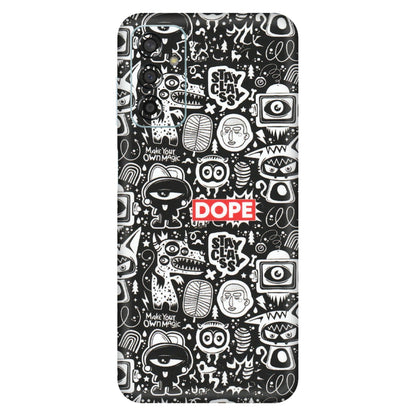 Samsung M/F/Note/Flip and C Phone Skins (All Models) - Dope Stay Classy Black Doodles - Matte Finish (M-126) Samsung Galaxy F13