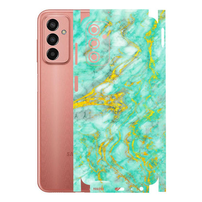 Samsung M/F/Note/Flip and C Phone Skins (All Models) - Green And Gold Marble Feel - Matte Finish (M-16) Samsung Galaxy F13