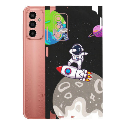 Samsung M/F/Note/Flip and C Phone Skins (All Models) - Astronaut Vibing Toon Running - Matte Finish (M-39) Samsung Galaxy F13