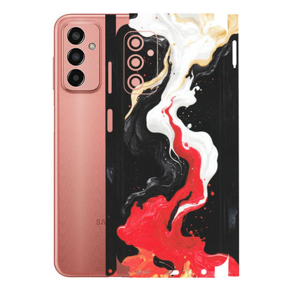 Samsung M/F/Note/Flip and C Phone Skins (All Models) - Black Red White Paint Splash Fusion - Matte Finish (M-56) Samsung Galaxy F13