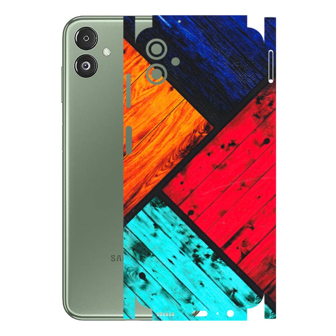 Samsung M/F/Note/Flip and C Phone Skins (All Models) - Colourful Wood Panels Abstract - 3D Embossed Finish (L-09) Samsung Galaxy F14 (5G)