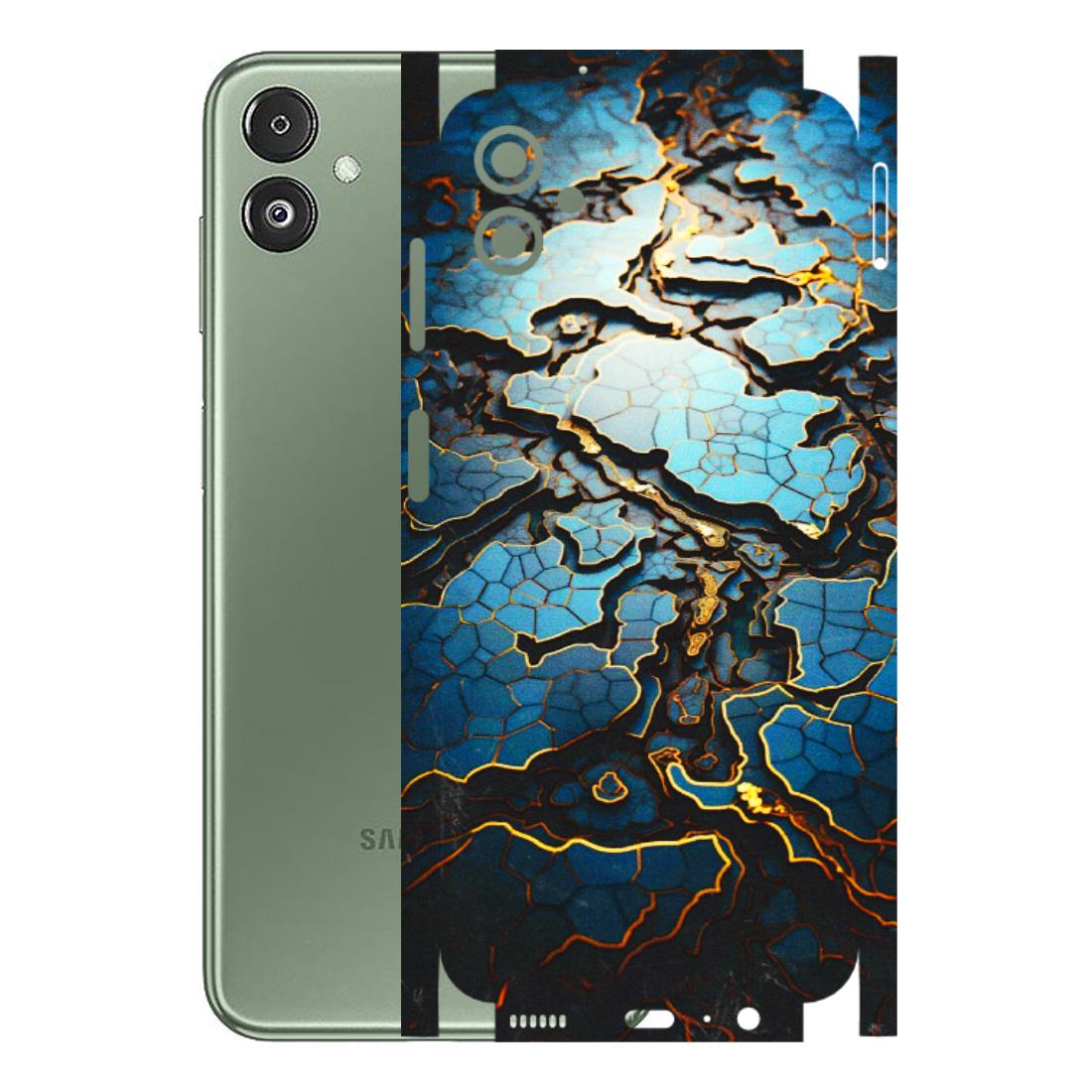 Samsung M/F/Note/Flip and C Phone Skins (All Models) - Blue Gold Abstract - 3D Embossed Finish (L-11) Samsung Galaxy F14 (5G)