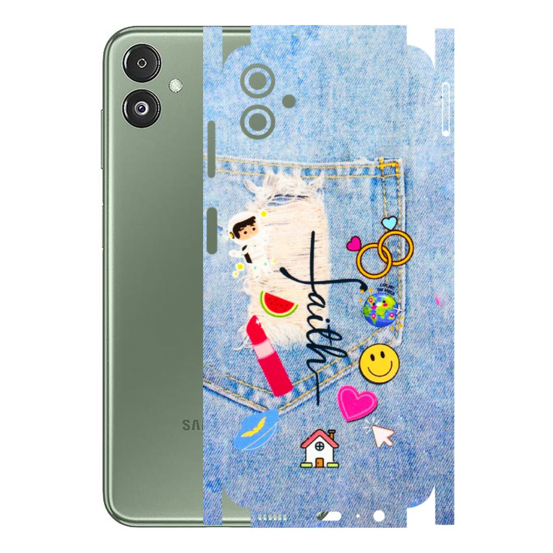 Samsung M/F/Note/Flip and C Phone Skins (All Models) - Denim Jeans Pocket - 3D Embossed Finish (L-134) Samsung Galaxy F14 (5G)