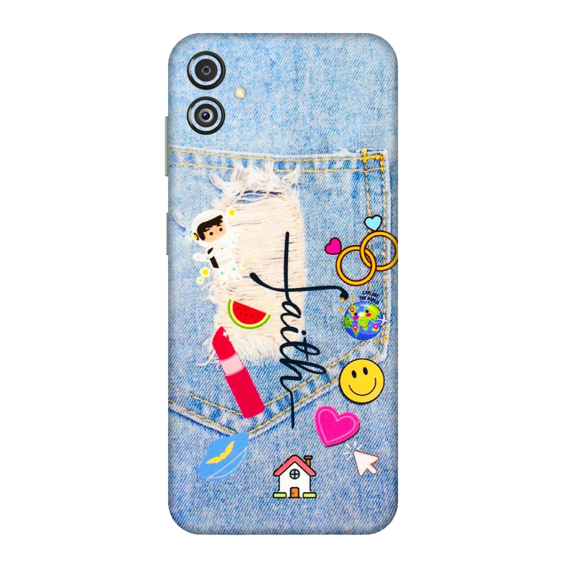 Samsung M/F/Note/Flip and C Phone Skins (All Models) - Denim Jeans Pocket - 3D Embossed Finish (L-134) Samsung Galaxy F14 (5G)