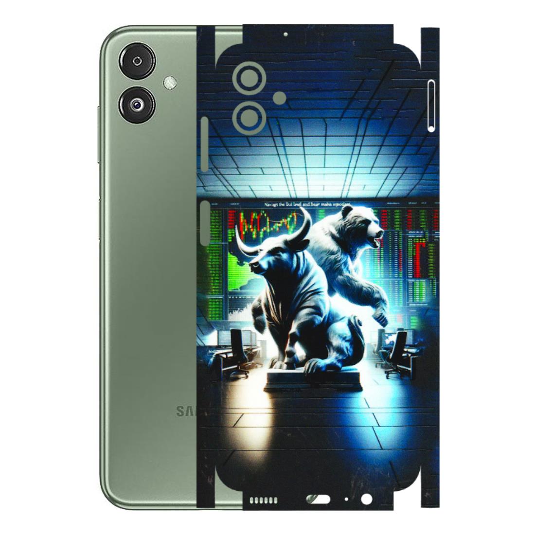 Samsung M/F/Note/Flip and C Phone Skins (All Models) - Stock Market Sensex Bear vs Bulls - 3D Embossed Finish (L-15) Samsung Galaxy F14 (5G)