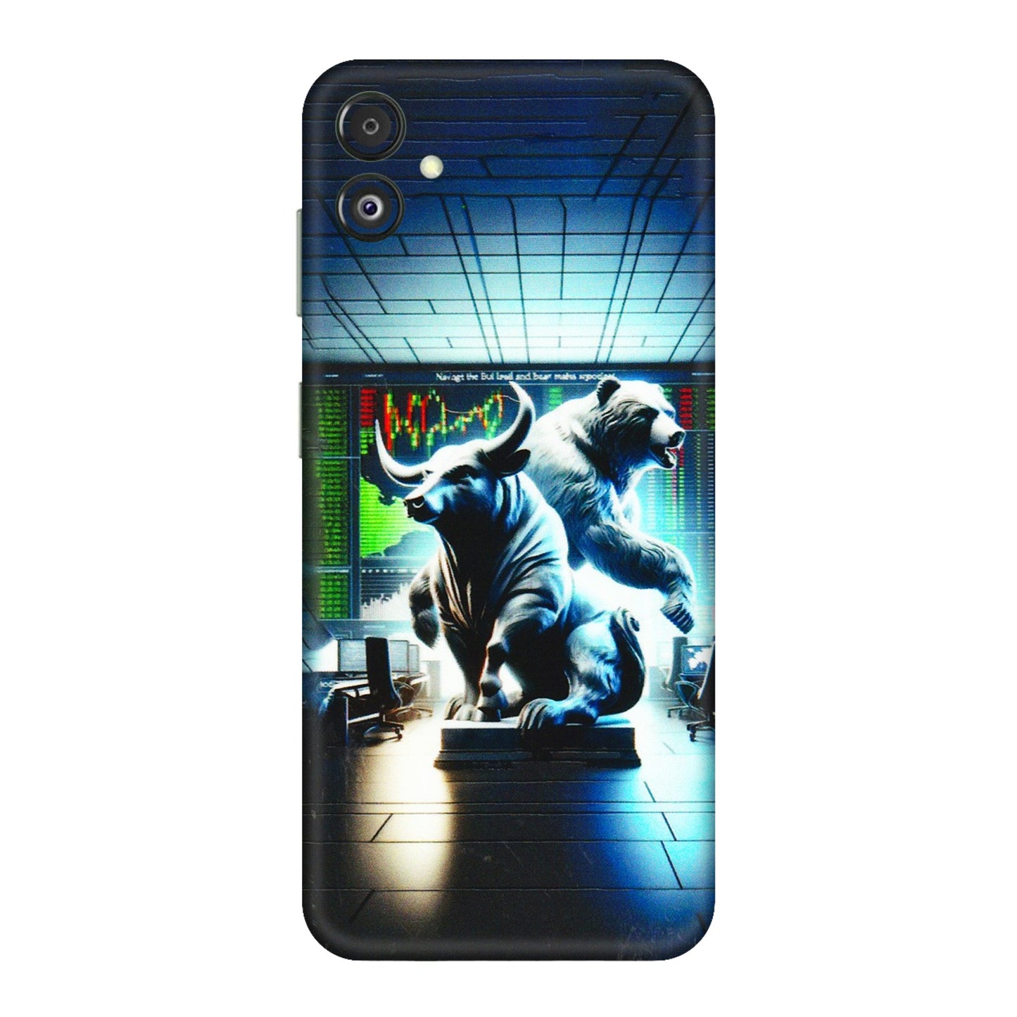 Samsung M/F/Note/Flip and C Phone Skins (All Models) - Stock Market Sensex Bear vs Bulls - 3D Embossed Finish (L-15) Samsung Galaxy F14 (5G)