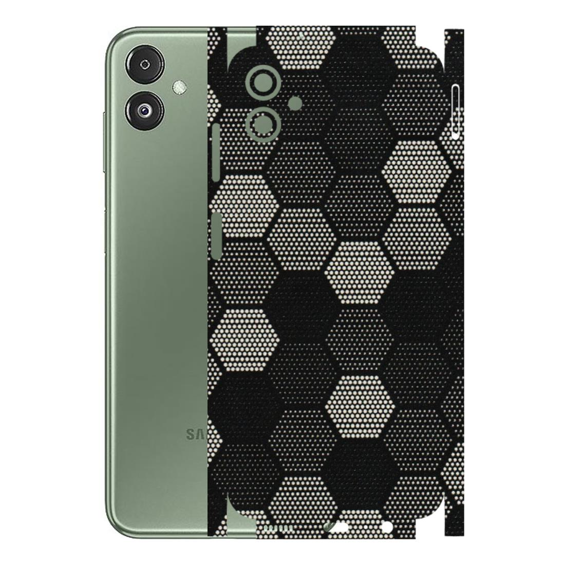 Samsung M/F/Note/Flip and C Phone Skins (All Models) - Black & White Dotted Honeycomb Texture - 3D Embossed Finish (L-202) Samsung Galaxy F14 (5G)