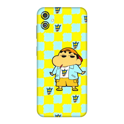 Samsung M/F/Note/Flip and C Phone Skins (All Models) - Yellow Blue Shinchan Cute - 3D Embossed Finish (L-221) Samsung Galaxy F14 (5G)