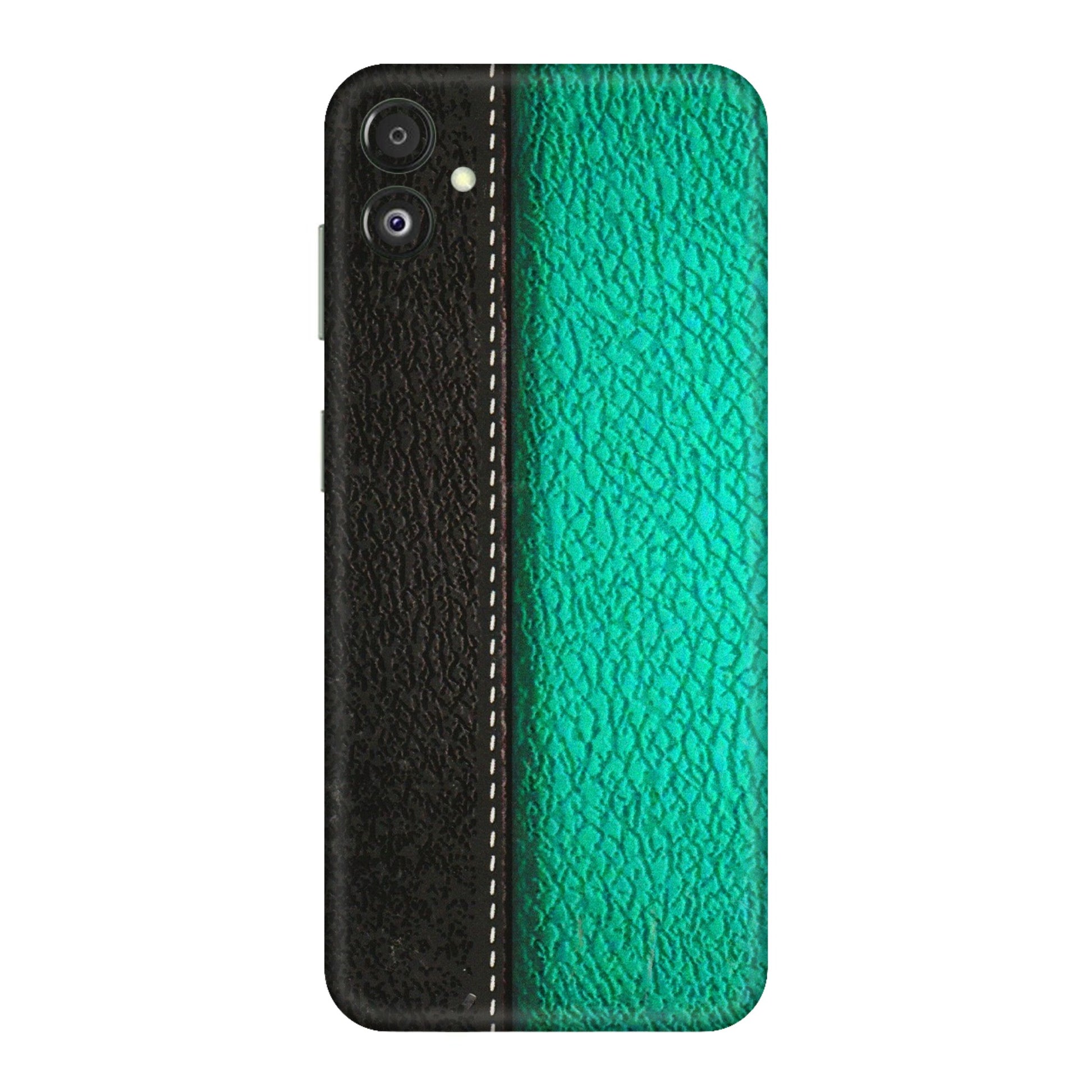 Samsung M/F/Note/Flip and C Phone Skins (All Models) - Black Green Dual Leather Stich - 3D Embossed Finish (L-233) Samsung Galaxy F14 (5G)