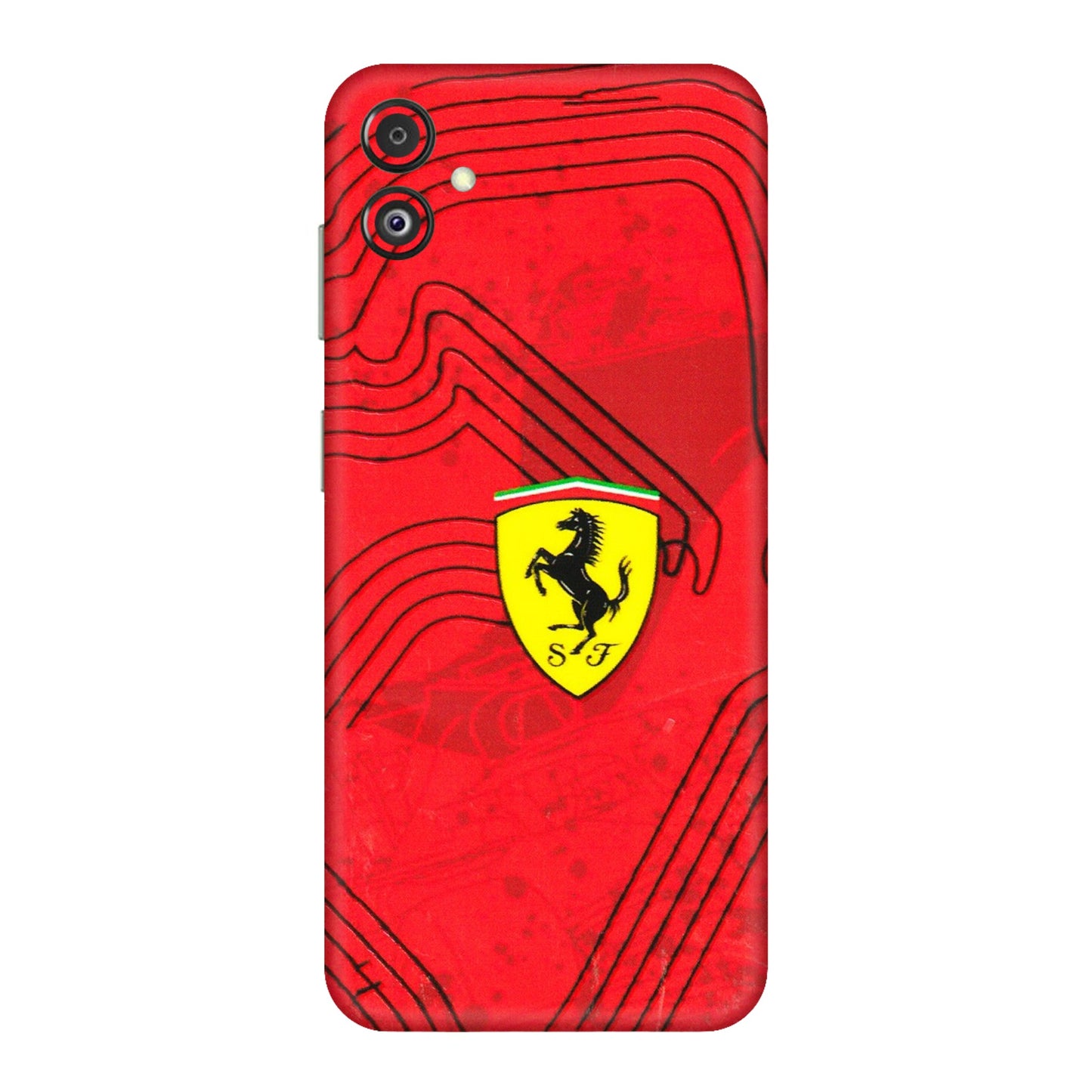 Samsung M/F/Note/Flip and C Phone Skins (All Models) - Red Ferrari Logo Stylish - 3D Embossed Finish (L-238) Samsung Galaxy F14 (5G)