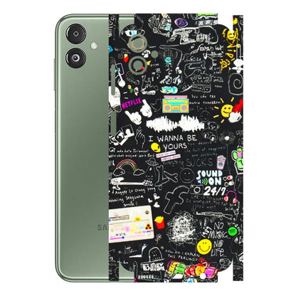 Samsung M/F/Note/Flip and C Phone Skins (All Models) - Black Creatives Doodles - 3D Embossed Finish (L-311) Samsung Galaxy F14 (5G)
