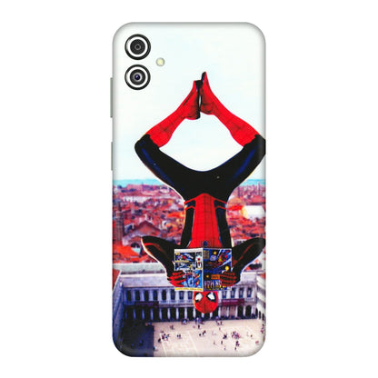 Samsung M/F/Note/Flip and C Phone Skins (All Models) - Spiderman Hanging - 3D Embossed Finish (L-53) Samsung Galaxy F14 (5G)