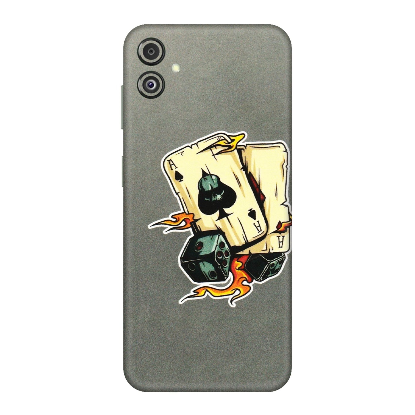 Samsung M/F/Note/Flip and C Phone Skins (All Models) - Grey Cards Of Ace - 3D Embossed Finish (L-77) Samsung Galaxy F14 (5G)