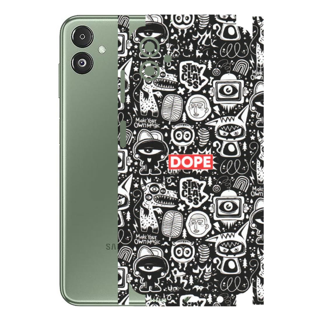 Samsung M/F/Note/Flip and C Phone Skins (All Models) - Dope Stay Classy Black Doodles - Matte Finish (M-126) Samsung Galaxy F14 (5G)