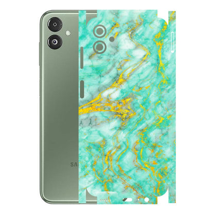 Samsung M/F/Note/Flip and C Phone Skins (All Models) - Green And Gold Marble Feel - Matte Finish (M-16) Samsung Galaxy F14 (5G)