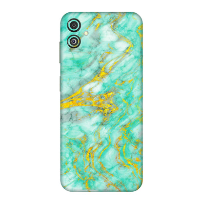 Samsung M/F/Note/Flip and C Phone Skins (All Models) - Green And Gold Marble Feel - Matte Finish (M-16) Samsung Galaxy F14 (5G)