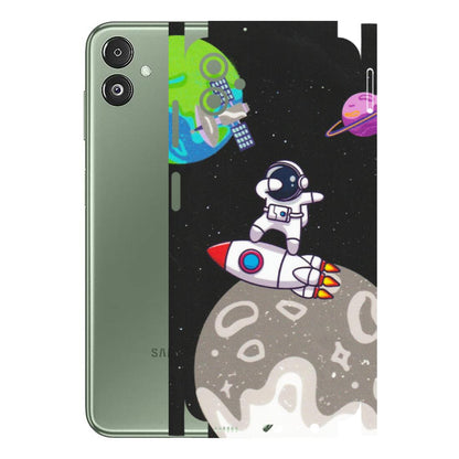 Samsung M/F/Note/Flip and C Phone Skins (All Models) - Astronaut Vibing Toon Running - Matte Finish (M-39) Samsung Galaxy F14 (5G)