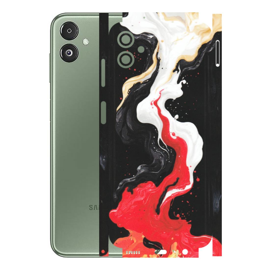 Samsung M/F/Note/Flip and C Phone Skins (All Models) - Black Red White Paint Splash Fusion - Matte Finish (M-56) Samsung Galaxy F14 (5G)