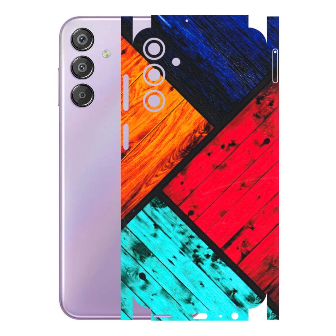 Samsung M/F/Note/Flip and C Phone Skins (All Models) - Colourful Wood Panels Abstract - 3D Embossed Finish (L-09) Samsung Galaxy F15 (5G)