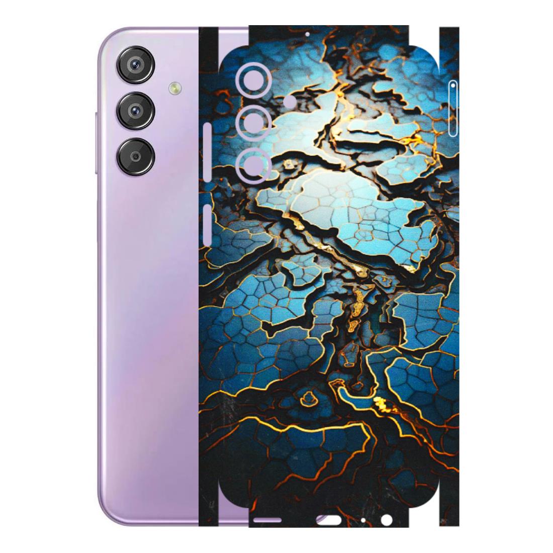 Samsung M/F/Note/Flip and C Phone Skins (All Models) - Blue Gold Abstract - 3D Embossed Finish (L-11) Samsung Galaxy F15 (5G)