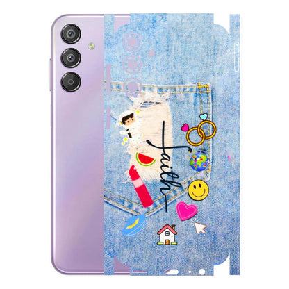 Samsung M/F/Note/Flip and C Phone Skins (All Models) - Denim Jeans Pocket - 3D Embossed Finish (L-134) Samsung Galaxy F15 (5G)