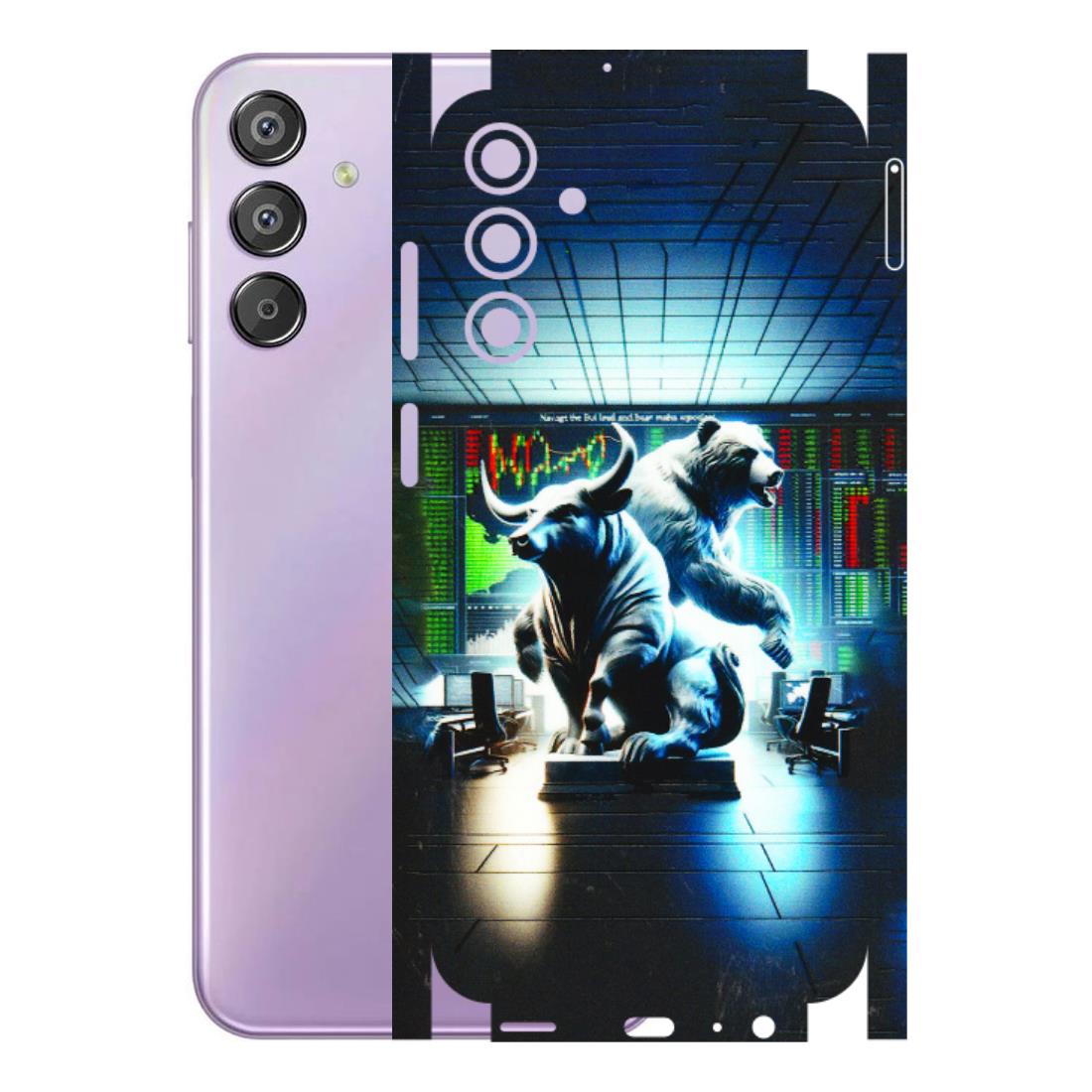 Samsung M/F/Note/Flip and C Phone Skins (All Models) - Stock Market Sensex Bear vs Bulls - 3D Embossed Finish (L-15) Samsung Galaxy F15 (5G)