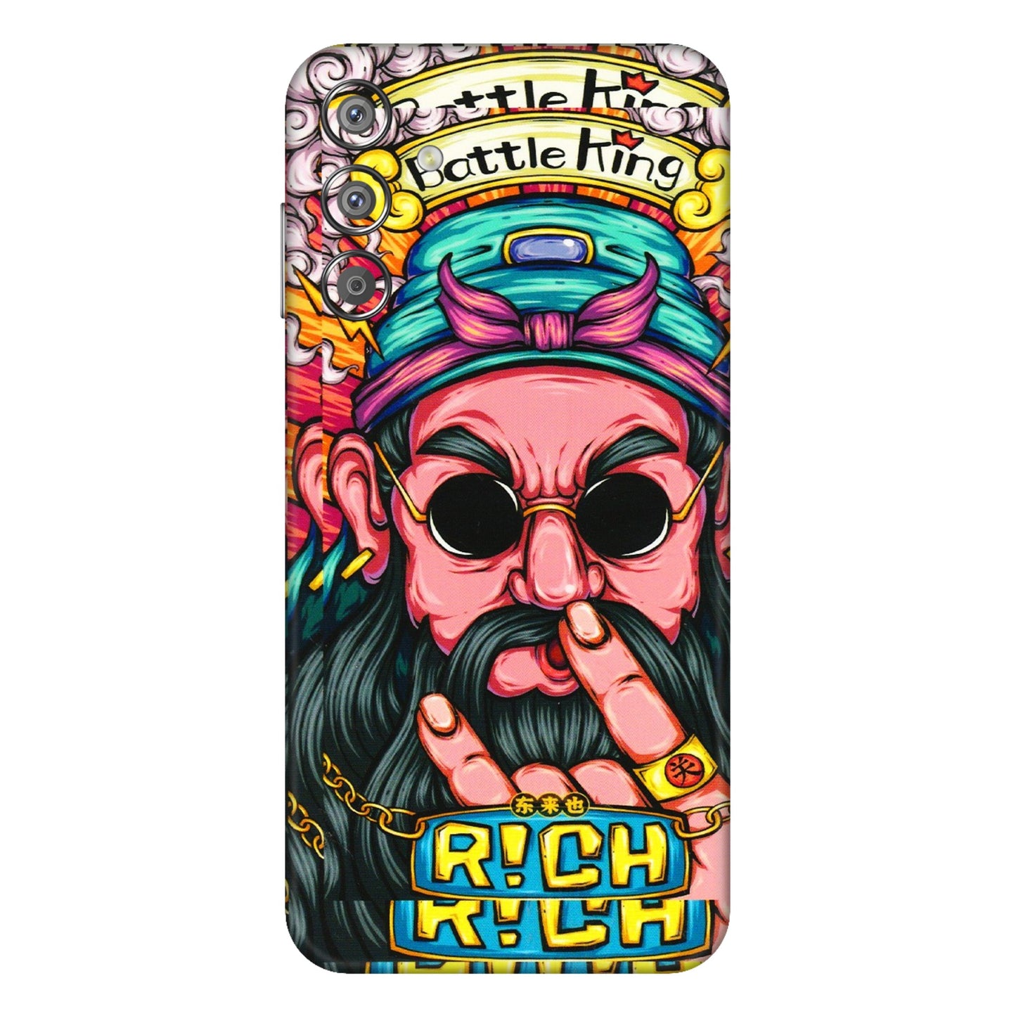 Samsung M/F/Note/Flip and C Phone Skins (All Models) - Battle King Dude Face - 3D Embossed Finish (L-178) Samsung Galaxy F15 (5G)