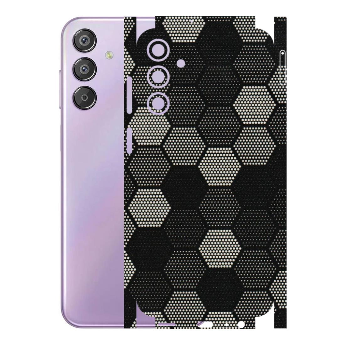 Samsung M/F/Note/Flip and C Phone Skins (All Models) - Black & White Dotted Honeycomb Texture - 3D Embossed Finish (L-202) Samsung Galaxy F15 (5G)