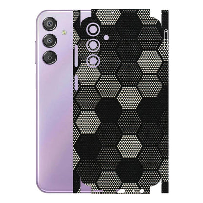 Samsung M/F/Note/Flip and C Phone Skins (All Models) - Black & White Dotted Honeycomb Texture - 3D Embossed Finish (L-202) Samsung Galaxy F15 (5G)