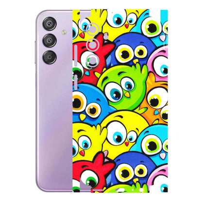 Samsung M/F/Note/Flip and C Phone Skins (All Models) - Cute Fluffy Birds - 3D Embossed Finish (L-213) Samsung Galaxy F15 (5G)